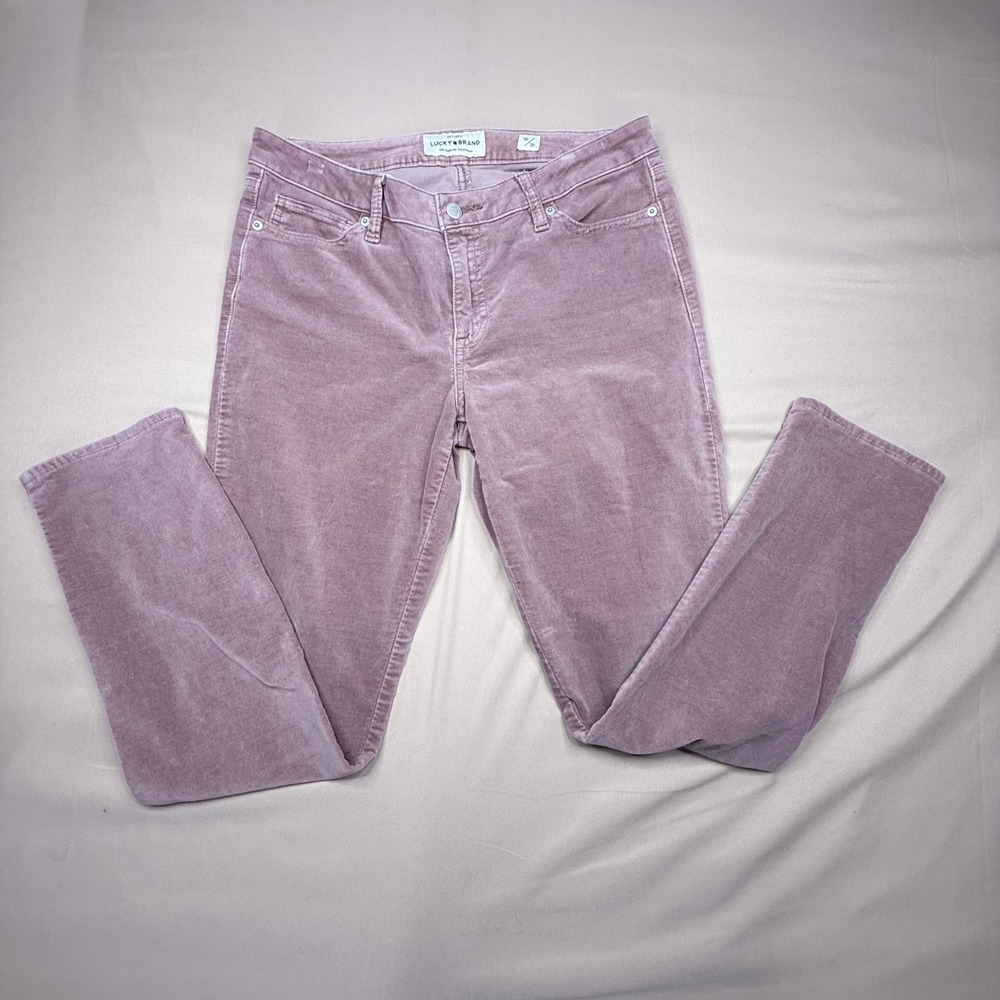 Lucky Brand Pink Corduroy Straight Leg Pants Womens 10/30 Mauve Mid Rise